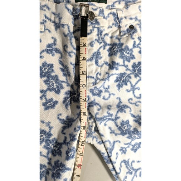 Vintage Ralph Lauren Jeans Co LRL Petite 6 Ankle Floral Jeans Blue White Zip Up - Picture 4 of 9